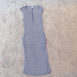 Old Navy Black & White stripe ribbed maternity dress